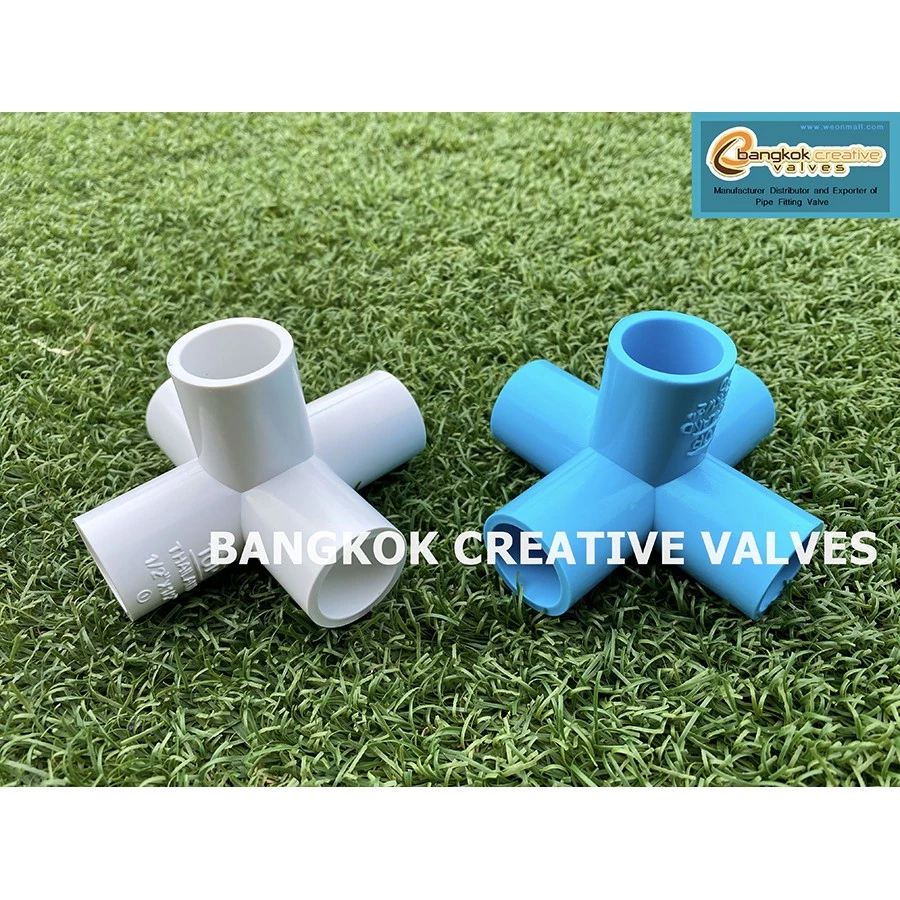 ข้อต่อ PVC ห้าทาง ข้อต่อห้าทาง ห้าทาง สีฟ้า/สีขาว A3