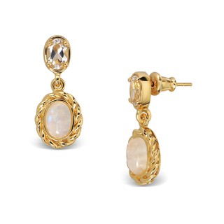 Mizuchol ต่างหูเงินแท้ประดับหิน Moonstone &amp; พลอย White Topaz : Classy in White