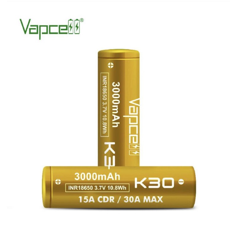 Vapcell K30 INR18650 3000mAh 3.7V 15A/30A MAX ของแท้ 2ก้อนแถมกระเป๋าใส่ถ่าน