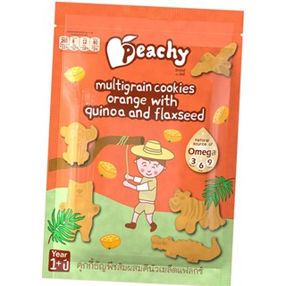 ขนมเด็ก Peachy คุกกี้ธัญพืชส้มผสมคีนัวและเมล็ดแฟลกซ์ 1 ถุง