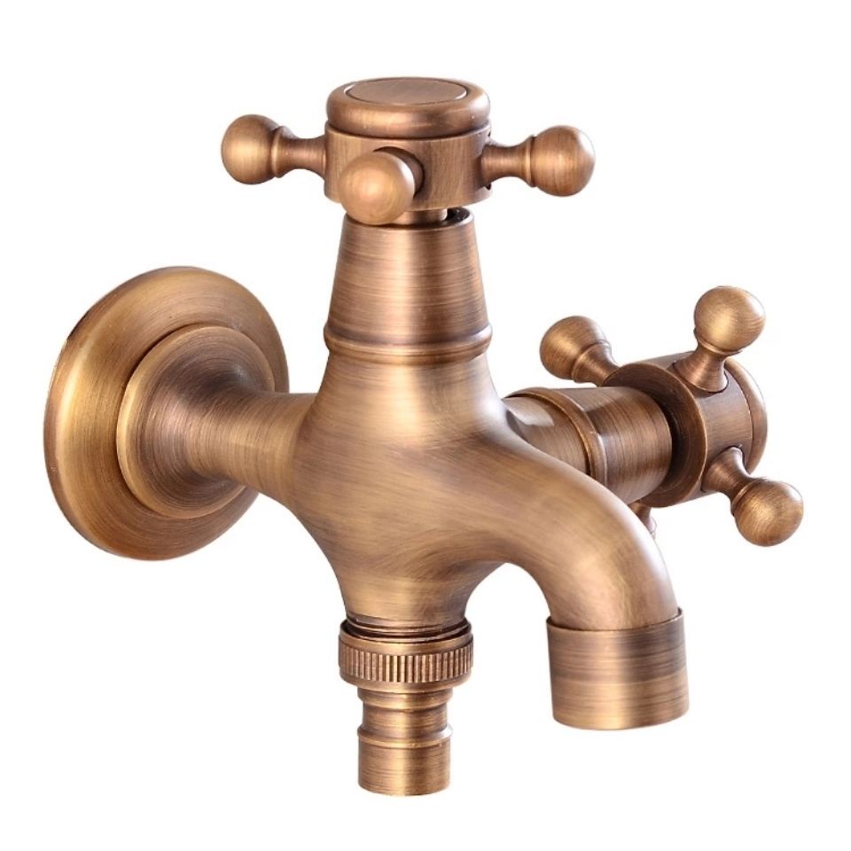 ก๊อกน้ำเครื่องซักผ้าย้อนยุคสไตล์ยุโรป ก๊อกน้ำทองแดงแบบเปิดอย่างรวดเร็วทั้งหมด  faucet คุณภาพดี
