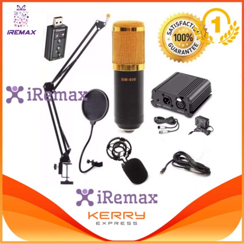 At First BM-800 Condensor Microphone ไมค์โครโฟนอัดเสียง ไมค์อัดเสียง SET+7.1 Sound Card USB+Phantom 