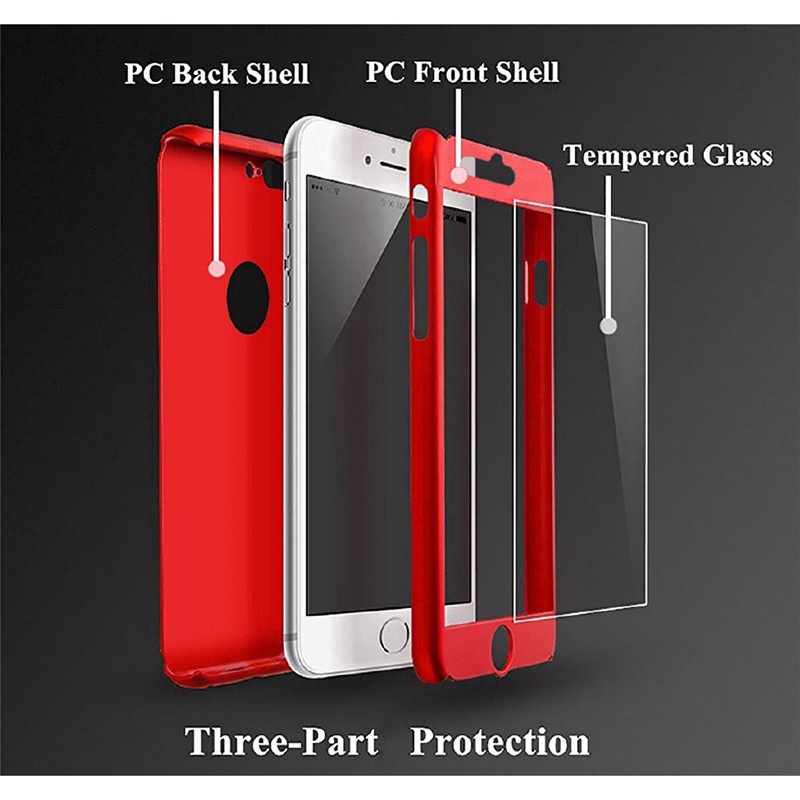 Samsung Galaxy Note 3 4 5 8 9 360 ป้องกันเต็มรูปแบบ แข็ง บาง เคสปกคลุมด้วยกระจกนิรภัย
