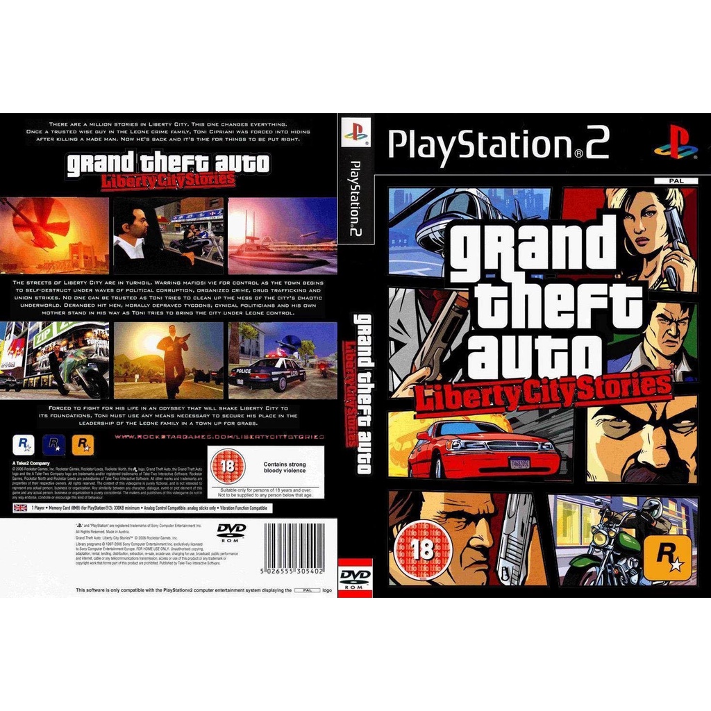 แผ่นเกมส์ PS2 Grand Theft Auto Liberty City Stories คุณภาพ ส่งไว (DVD)