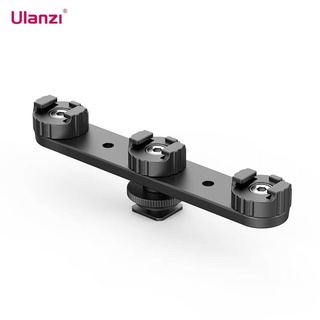 Ulanzi PT-23 Cold Shoe Bracket Vlog Expansion Bracket with 3 Cold Shoe Mounts 180° Rotatable for Mounting LED Video Ligh