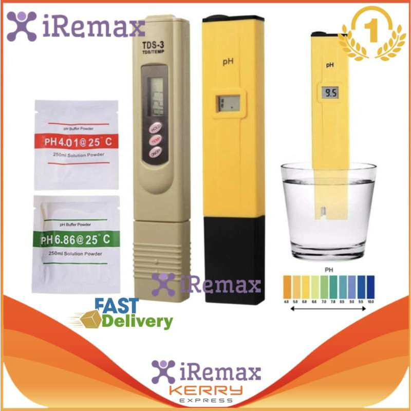 iRemax เครื่องวัดค่า pH + TDS แบบมืออาชีพพร้อมเครื่องวัดความแม่นยำสูง± 0.1 และ± 2% ความแม่นยำ TDS Me