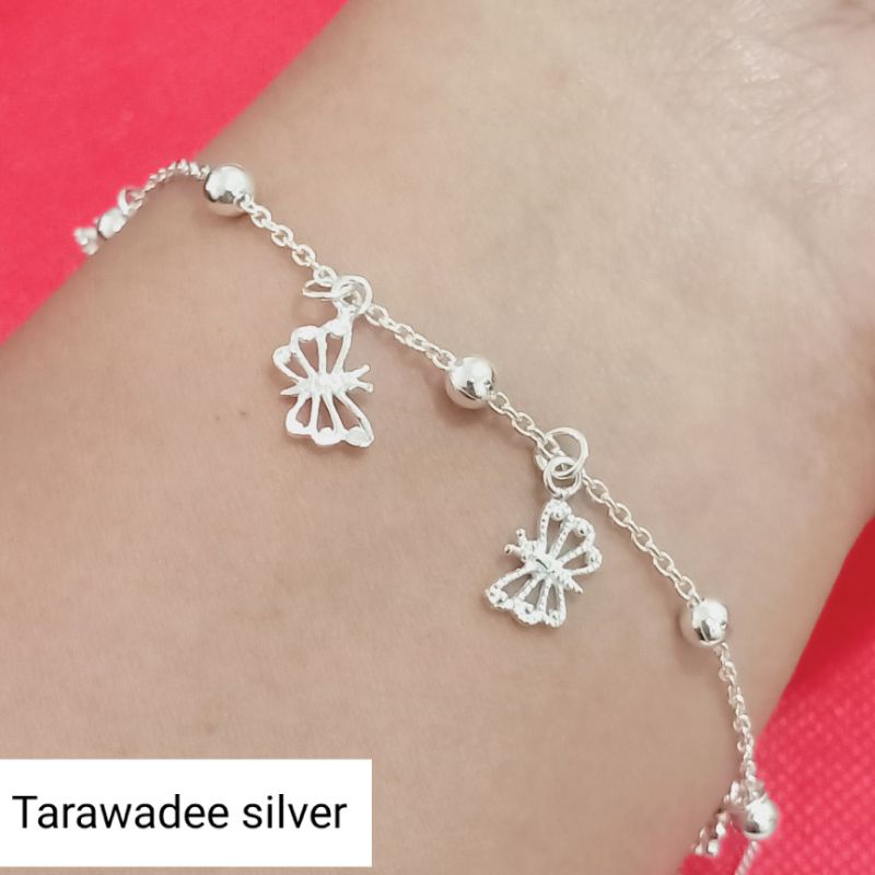 สร้อยข้อมือเงินแท้92.5% กำไลข้อมือเงินแท้ สร้อยข้อมือผีเสื้อ สร้อยผู้ใหญ่  สร้อยเด็ก (ขนาดมินิมอล) เงินแท้นครศรีธรรมราช