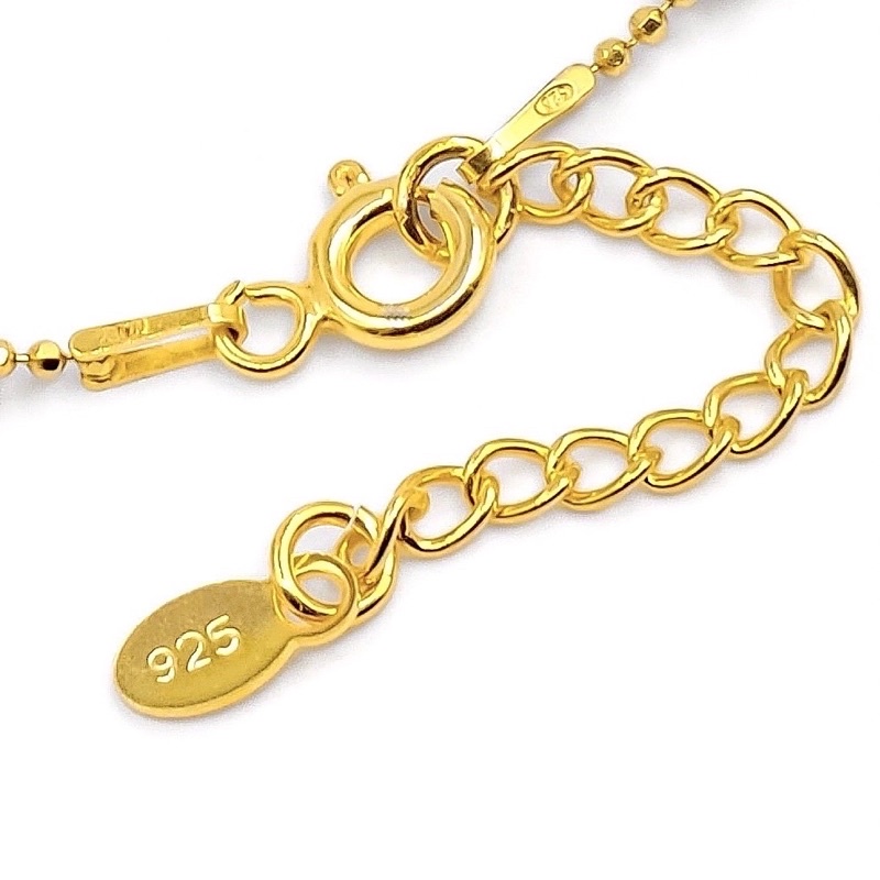 สายปรับระดับเงินแท้ มีป้าย925 ชุบทอง18k +3cm.