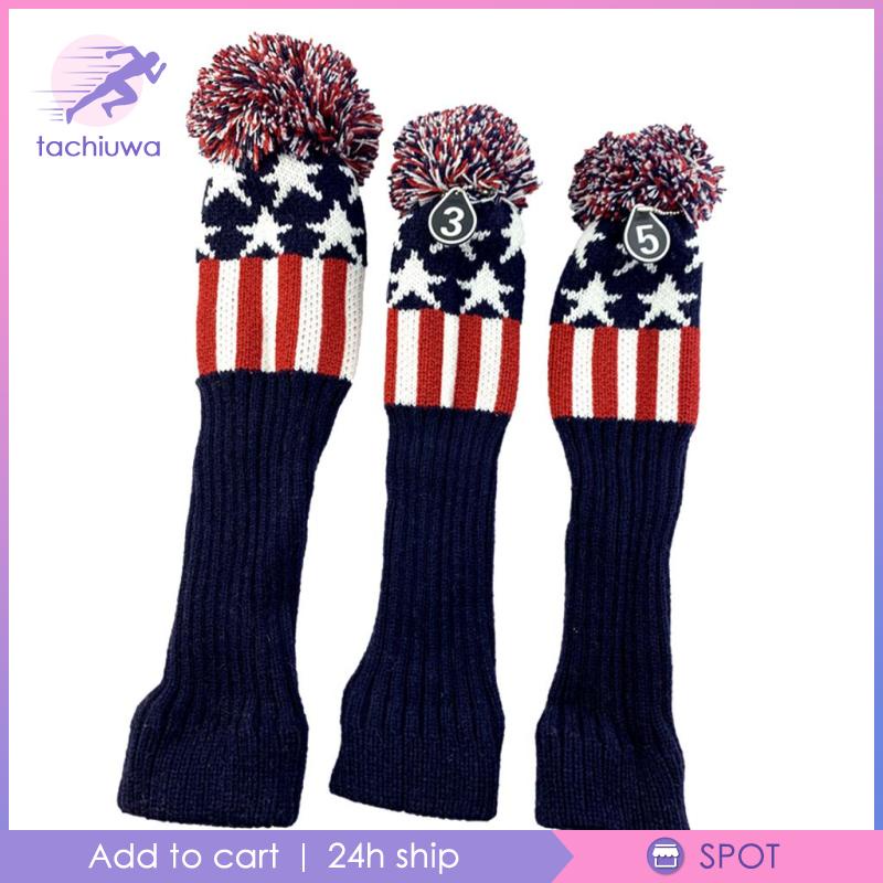 3pcs Golf Pom Pom Knit Headcover Fairway Woods Driver Hybrid Head Covers #8