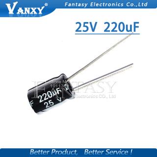 50PCS Higt quality 25V220UF 6*12mm 220UF 25V 6*12 Electrolytic capacitor