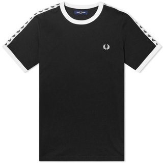 เสื้อยืด Fred P RINGER TAPED สีดํา