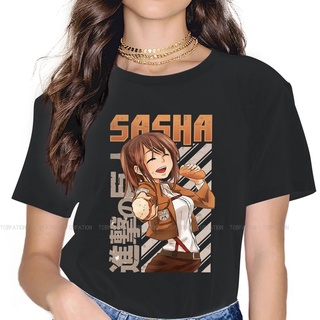 Sasha BRAUS เสื้อผ้าผู้หญิง Attack on Titan Shingeki no Kyojin เสื้อยืด โอเวอร์ไซซ์ สไตล์วินเทจ โกธิน สําหรับผู้หญิง