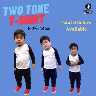 Leeya BF เสื้อยืดเด็กแขนยาวทูโทน เสื้อแขนยาวเด็ก เสื้อยืดเด็ก Cotton Supersoft Boys Tshirt Two Tone