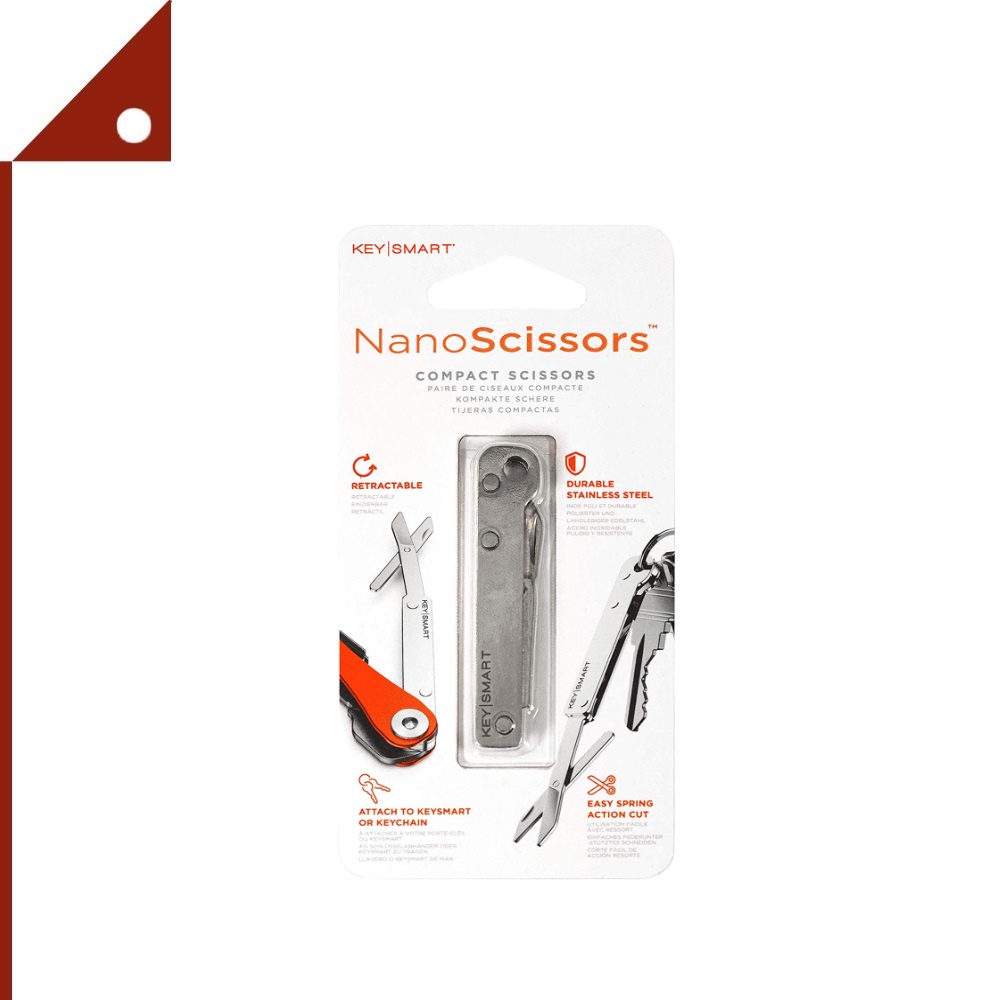 KeySmart : KSMKS107-SS* กรรไกรสำหรับห้อยพวงกุญเเจ Nano Scissors - Mini Portable Foldable Keychain Sc