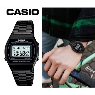 นาฬิกา CASIO รุ่น B640WB-1A นาฬิกา สไตล์ Vintage สายแสตนเลสสีดำ ใส่ได้ทั้งชายและหญิง ของแท้100% รับประกันสินค้า1ปีเต็ม