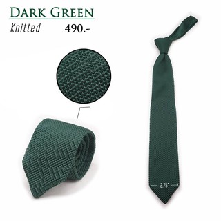 เนคไทถักเขียวหัวเป็ด-Dark Green Knitted Necktie