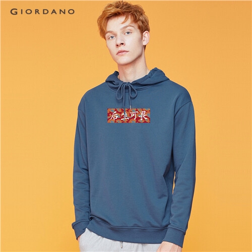 GIORDANO MEN Printed long-sleeve hoodie 91099656