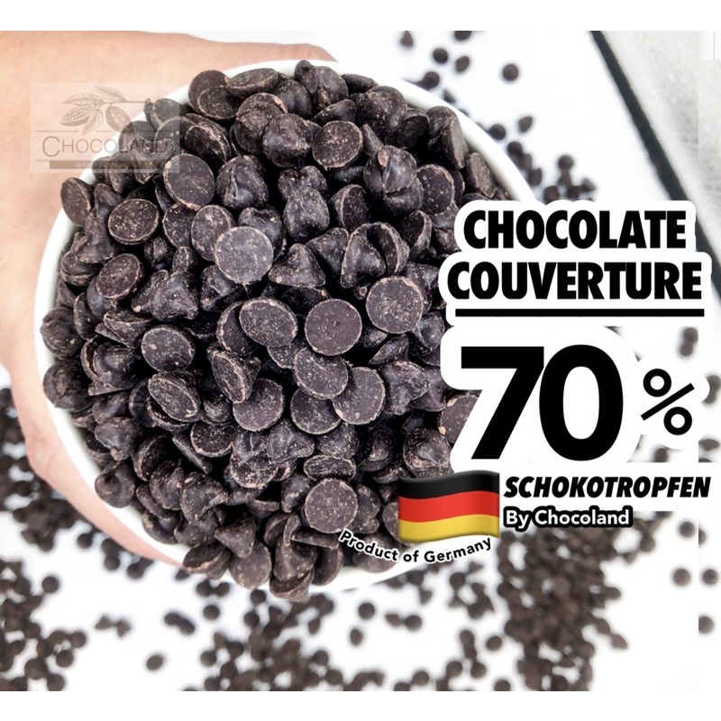 ช็อกชิพแท้ Schokotropfen ดาร์กช็อคโกแลตแท้ ทรงหยดน้ำ Dark Chocolate chip 70%