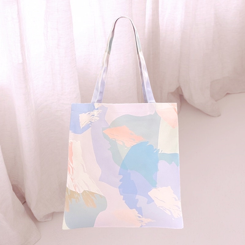 🌟HOT🌟vibes.brandd☁️La Moon Pastel1 Tote bag☁️ กระเป๋าผ้า มีผ้า3แบบ