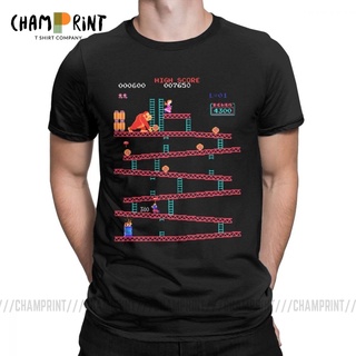 เสื้อยืดคอกลม แขนสั้น ผ้าฝ้ายแท้ พิมพ์ลาย Donkey Kong Arcade Game สไตล์วินเทจ สําหรับผู้ชาย