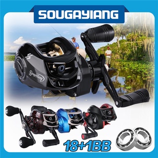 Sougayilang รอกตกปลาเบทคาสติ้ง 18 + 1BB  BAITCASTING REEL รอกตกปลา มีทั้งหมุนซ้ายและหมุนขวา (รอบ 7.2:1) สปูนพลาสติก