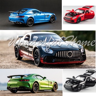 ♨▼△1:32 MINI AUTO Benz AMG GT R Alloy toy Car Sound Light Pull Back modle Kids Gift