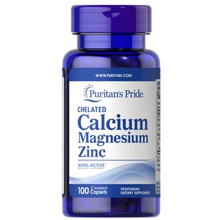 Puritans Pride Chelated Calcium Magnesium Zinc 100 coated caplets