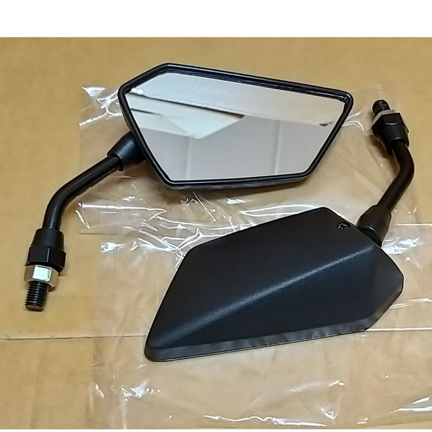 กระจกแต่ง มองหลัง แบบย่อ ขาดำ ทรง NINJA เกลียวYAMAHA#NINJA NO.6 # 1030-906-12ZBL