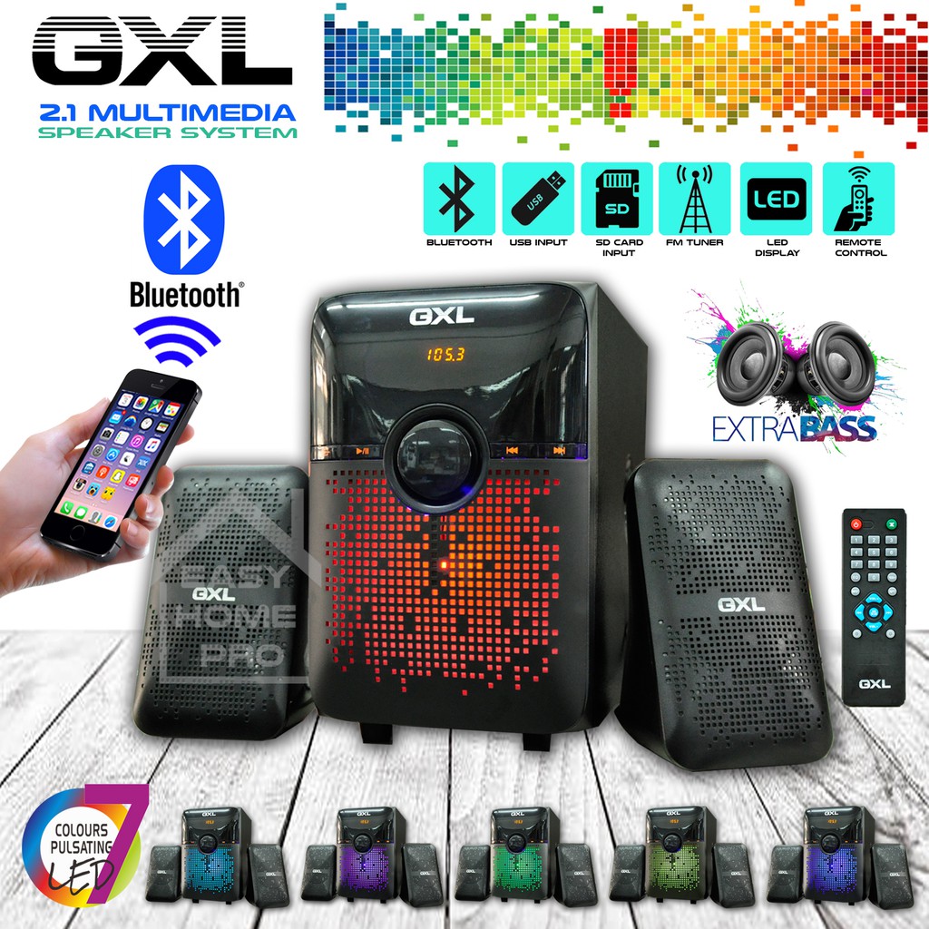 Gxl GL-288TUSB 2.1 ระบบลําโพงมัลติมีเดีย พร้อม USB SD FM ฟังก์ชั่นบลูทูธ สําหรับคอมพิวเตอร์ ทีวี เครื่องเล่นดีวีดี โทรศัพท์มือถือ