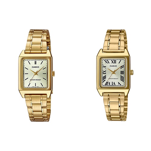 Casio Standard นาฬิกาข้อมือผู้หญิง สายสแตนเลสสทอง รุ่น LTP-V007G,LTP-V007G-9E,LTP-V007G-9B