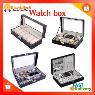New Alitech C06 C08 Watch Box 3/6/10/12 Grid Leather Display Jewelry Case Organizer กล่องนาฬิกา กล่องเก็บนาฬิกาข้อมือ