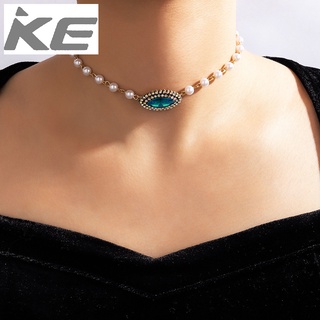 Necklace Blue Eye Diamond Single Necklace Pearl Beaded Clavicle Chain for girls for women low