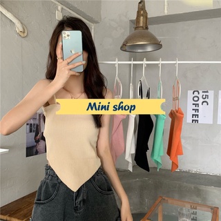 Mini shop🌸พร้อมส่ง🌸 (6948)  เสื้อสายเดี่ยวไหมพรม ดีเทลผ้าร่องเล็กใส่สบาย สีน่ารักๆให้เลือกเยอะ