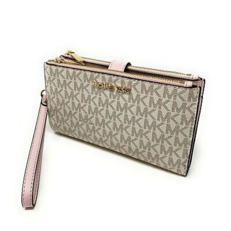 กระเป๋าสตางค์ MK Jet Set Travel DOUBLE-Zip Wristlet/Wallet
