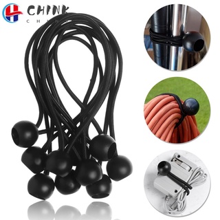 CHINK 10/20/40X Outdoor Bungee Cord Carabiner Walking Stick Loop Cord Elastic Rope Portable Backpack Accessories Water Bottle Fixed Pack Shock Elastic Ties Fixing Securing Black Ball Bungee