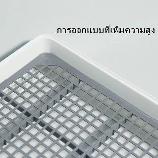 พร้อมส่ง ถาดรองฉี่สัตว์เลี้ยง (สำหรับสุนัข) ขอบสี่เหลี่ยม มีเสาถอดได้+ตะแกรงรอง ถอดประกอบตามใจชอบ
