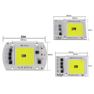 ชิปหลอดไฟฟลัดไลท์ COB LED 220V 20W 30W 50W อินพุตสมาร์ท IC ไดเวอร์