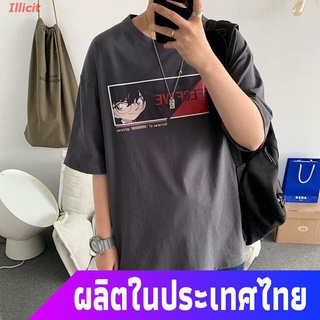 Illicit นักสืบโคนันเสื้อยืดแขนสั้น แขนสั้นลายการ์ตูนอะนิเมะแขนสั้นDetective Conan เสื้อยืดแขนสั้นเสื้อผ้าสำหรับชายและหญิ