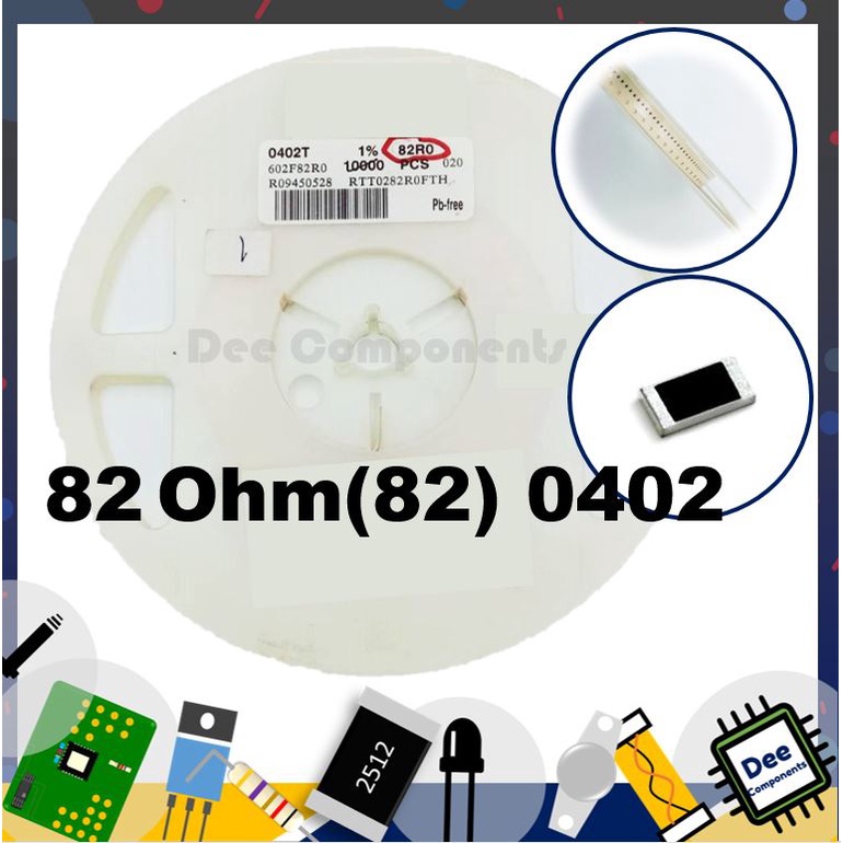 82Ohm (82) 0402 ±1% 62.5 mW ±100ppm/℃ RTT0282R0FTH RALEC  1-A3-8 (ขายยกแพ็ค 1 แพ็ค มี 100 ชิ้น)