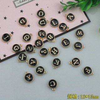 New products do your own diy jewelry accessories alloy dripping oil black English letters homemade earrings bracelet small pendant