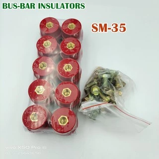 SM-35 ลูกถ้วยฉนวนแดง BUS-BAR INSULATORS กล่องละ 10ตัว แถมน็อตฟรี