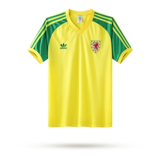 เสื้อกีฬาแขนสั้น ลายทีมชาติฟุตบอล Wales Away 1982 ชุดเยือน คุณภาพสูง สวมใส่สบาย สไตล์เรโทร สําหรับผู้ชาย