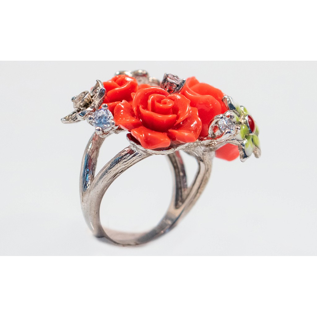 แหวน(Silver 3 Roses of love)RR03-SVR-Red