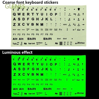 Glenes สติกเกอร์แป้นพิมพ์เรืองแสงในที่มืด ลายตัวอักษรภาษาอังกฤษ ขนาดใหญ่ 1 ชิ้น