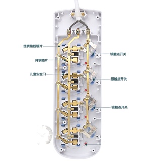 ทองแดงบริสุทธิ์ซ็อกเก็ตบอร์ด plug-in แถวลวดลวด plug-in ไร้สายลากสายไฟ board สายไฟในครัวเรือน plug-in board ยาว-line plug