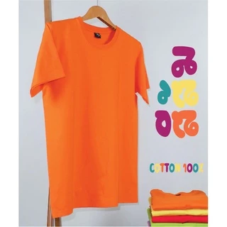 เสื้อยืด (ออกใบกำกับภาษีได้) สีส้ม คอกลม คอวี (พร้อมส่ง สินค้าผลิตในไทย)