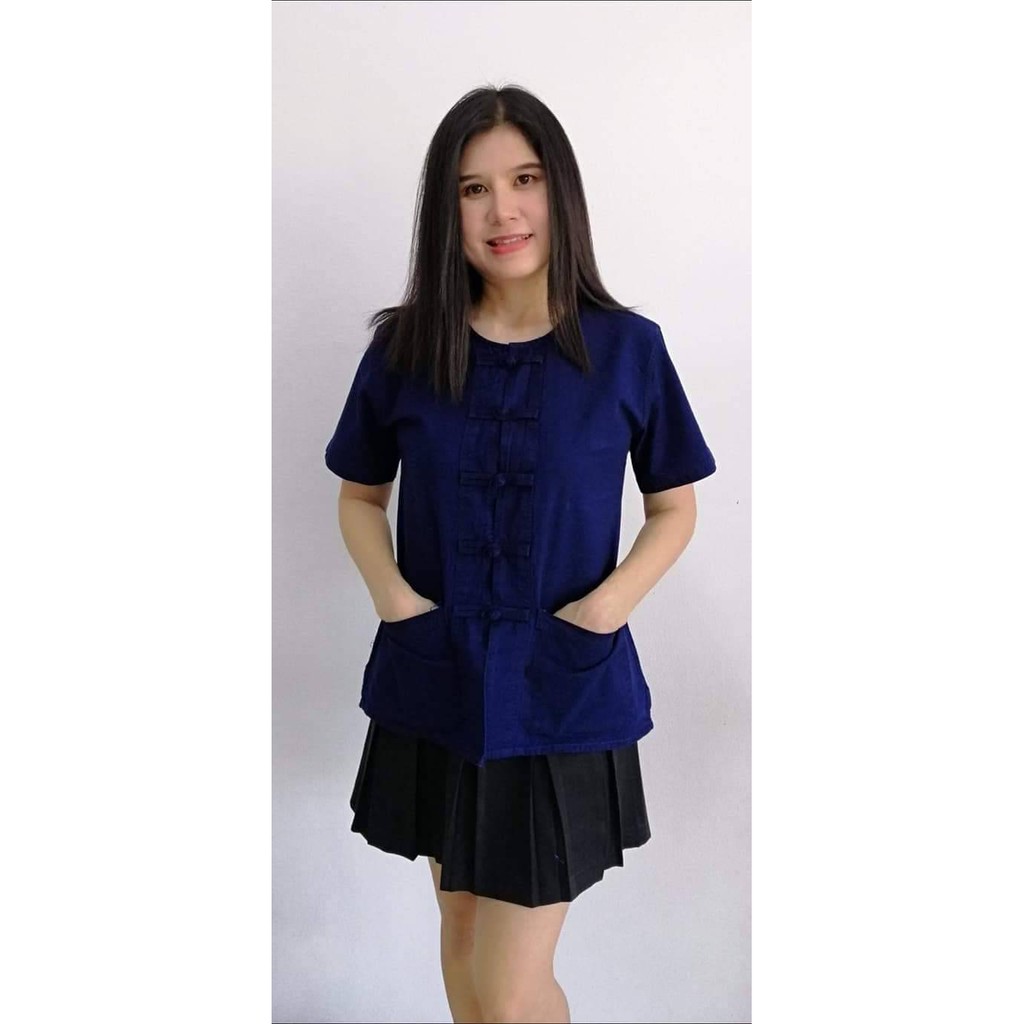 เสื้อม่อฮ่อม ​หม้อห้อม​คอกลม​เข้ารูปผู้หญิง​ฟอกอย่างดี