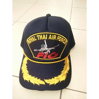 หมวกแก๊ป F-16 กองทัพอากาศ ทหารอากาศ สีดำ มีช่อชัยพฤกษ์ 1 ช่อ F-16 Fighter RTAF ROYAL THAI AIR FORCE CAP