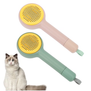 Pet Hair Comb Self Cleaning Open Knot Brush with Comfortable Handle for Shedding and Grooming