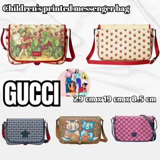 กุชชี่  GUCCI  กระเป๋าสะพายพิมพ์ลายนางฟ้าสตรอเบอร์รี่สำหรับเด็ก/กระเป๋าสตรี/กระเป๋าสะพายข้าง/กระเป๋าสะพายไหล่/กระเป๋าเด็